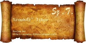 Szopkó Tibor névjegykártya